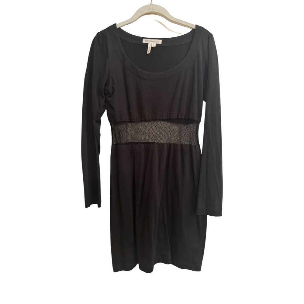 BCBGeneration Black Long Sleeve Dress with Lace Detail